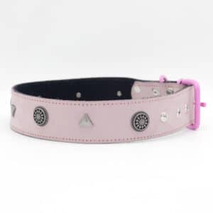 Hollow pink Leather Collar
