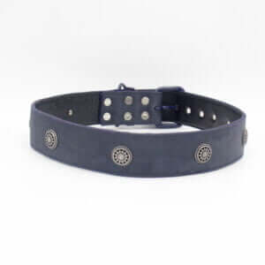 Navy Spike Dog Collar | Genghis Emperor Hollow Spike Leather Collars