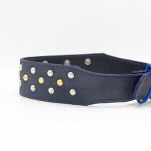 Queen Dog Collar | Genghis Golden & Sliver Stud Leather Collar
