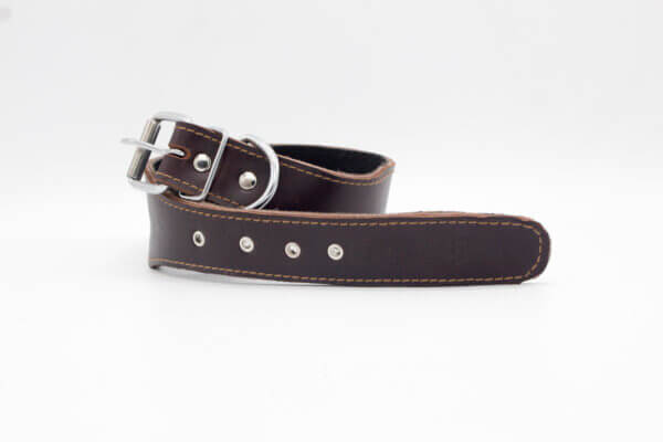 Vintage Tin Brown Collar | Simple Tin Brown Leather Dog Collars