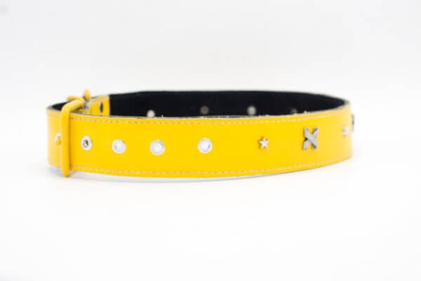 Cross Plated Dog Collar | Genghis Texas Star & Cross Plated Leather Dog Collars